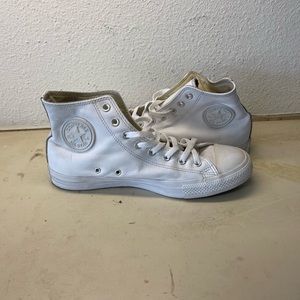 White Leather Converse High-tops